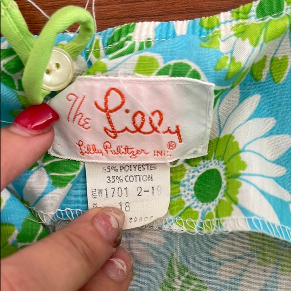 Vintage Lilly Pulitzer Floral Sundress with Green and Yellow Daisies - Picture 5 of 11